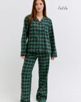 CMFRT 100% Cotton Petite Luxury Soft Long Tartan Pyjama Set - Rowen