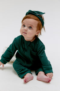 CMFRT Luxury Soft Baby Romper With Headband - Esmeralda